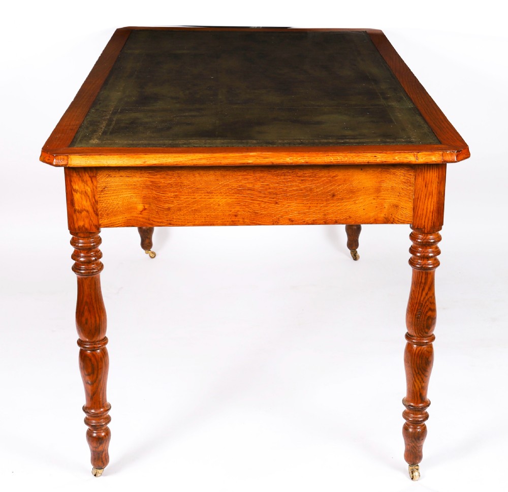 Antique Victorian 6 Drawer Oak Partners Writing Table C1850 19th C View XIII