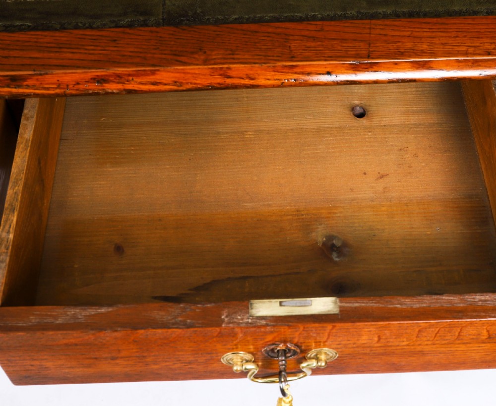 Antique Victorian 6 Drawer Oak Partners Writing Table C1850 19th C View XVIII