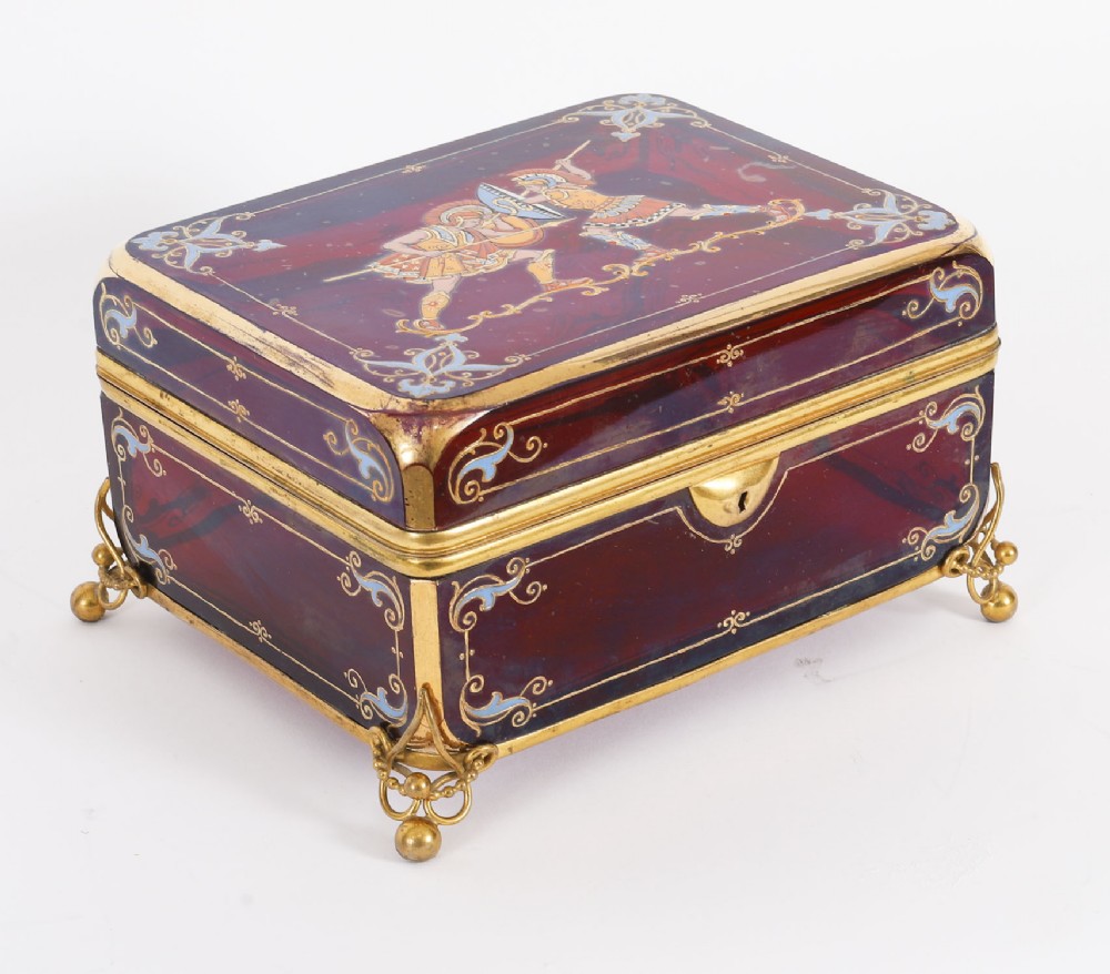 Antique French Crystal de Sevres Ruby Crystal Jewellery Casket 19th C