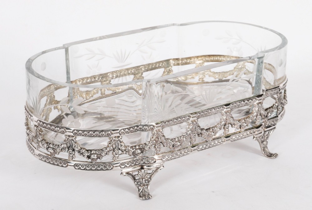 Antique Pair French Silver Plated Louis Revival Cut Crystal Centrepieces c.1860 View II