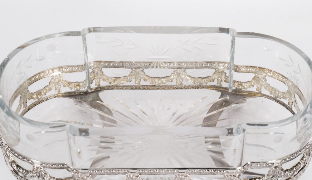 Antique Pair French Silver Plated Louis Revival Cut Crystal Centrepieces c.1860 View IV