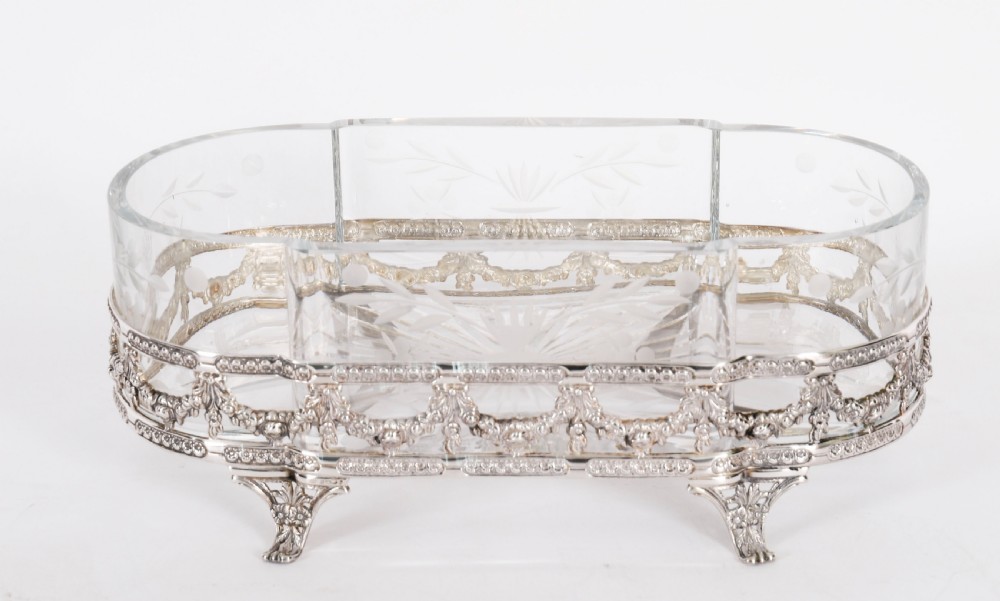 Antique Pair French Silver Plated Louis Revival Cut Crystal Centrepieces c.1860 View VII