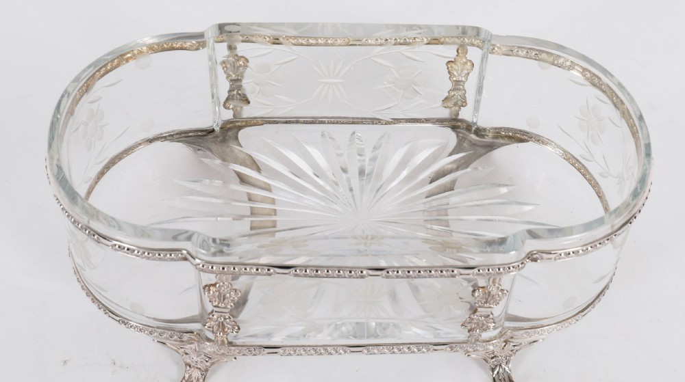 Antique Pair French Silver Plated Louis Revival Cut Crystal Centrepieces c.1860 View XVI