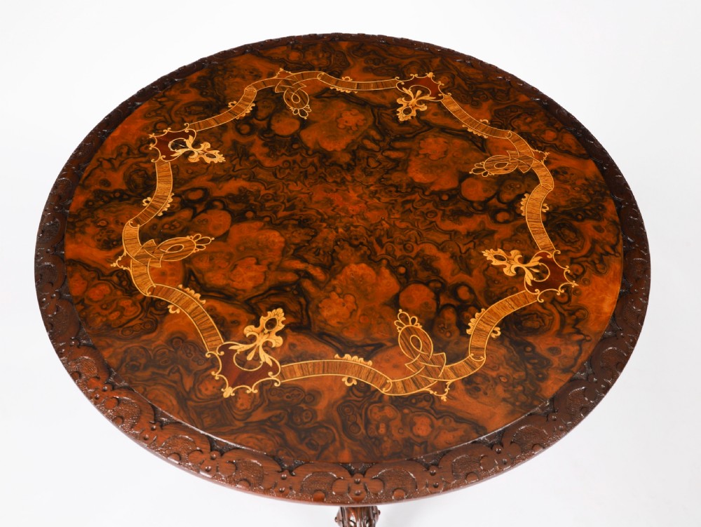Antique Pair Victorian Burr Wanut & Marquetry Occasional Tables 19th C View II