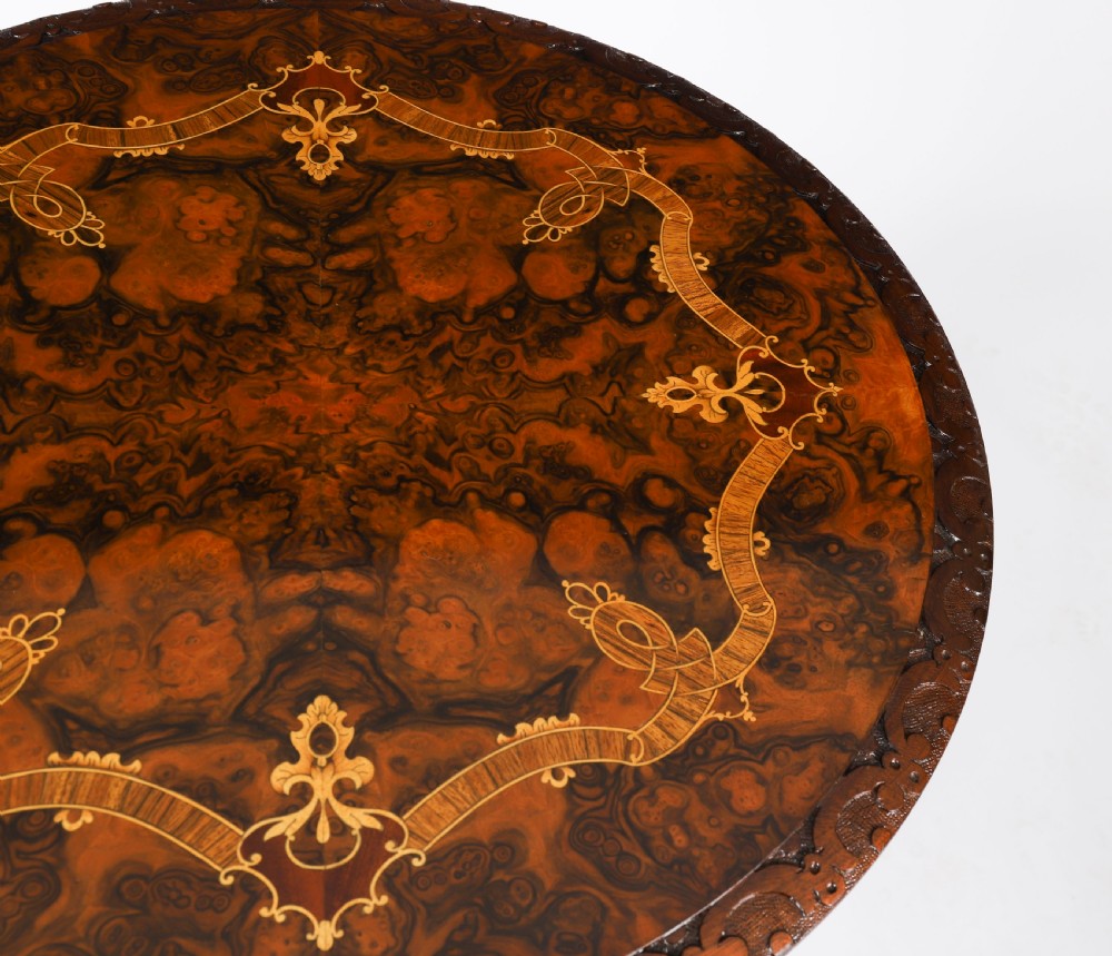 Antique Pair Victorian Burr Wanut & Marquetry Occasional Tables 19th C View III