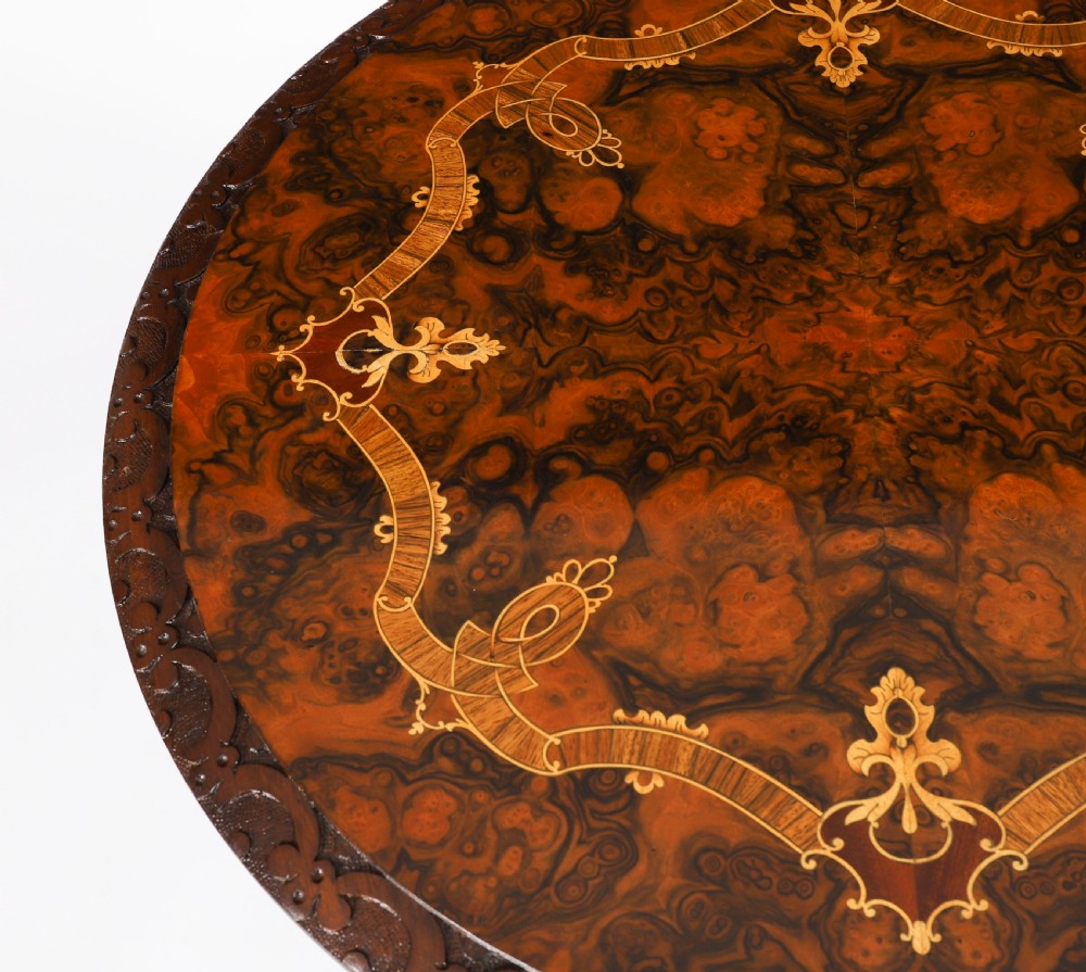 Antique Pair Victorian Burr Wanut & Marquetry Occasional Tables 19th C View IV
