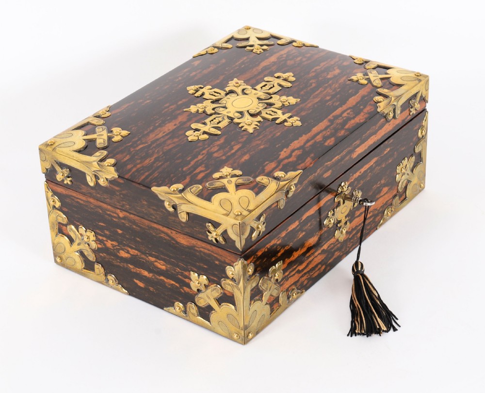 Antique Figured Coromandel Jewellery Casket by Toulmin & Gale 19th Century