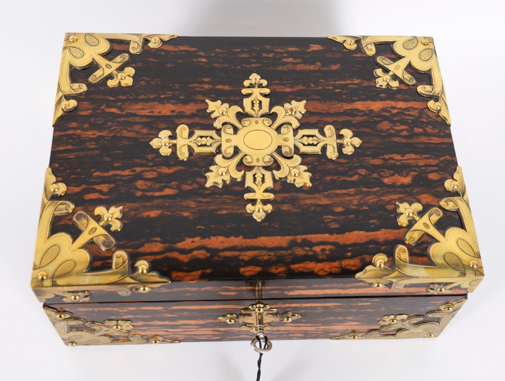 Antique Figured Coromandel Jewellery Casket by Toulmin & Gale 19th Century View III