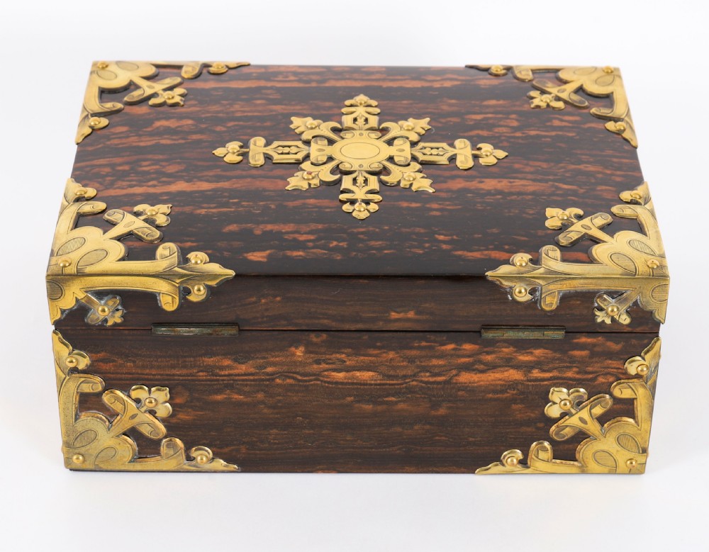 Antique Figured Coromandel Jewellery Casket by Toulmin & Gale 19th Century View IV