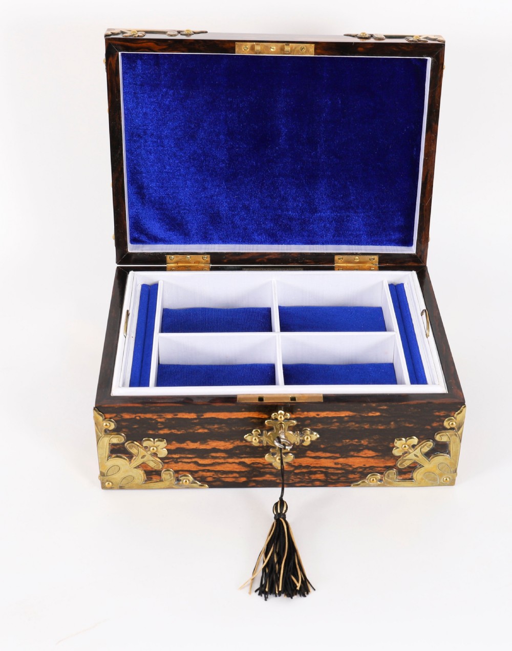 Antique Figured Coromandel Jewellery Casket by Toulmin & Gale 19th Century View VI