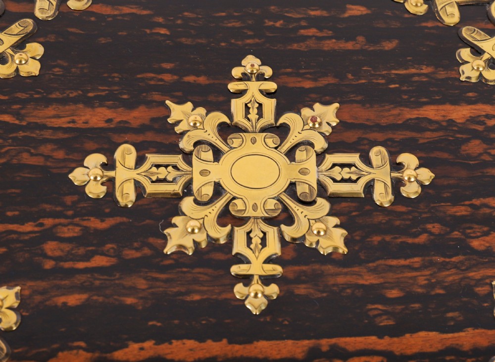 Antique Figured Coromandel Jewellery Casket by Toulmin & Gale 19th Century View VII