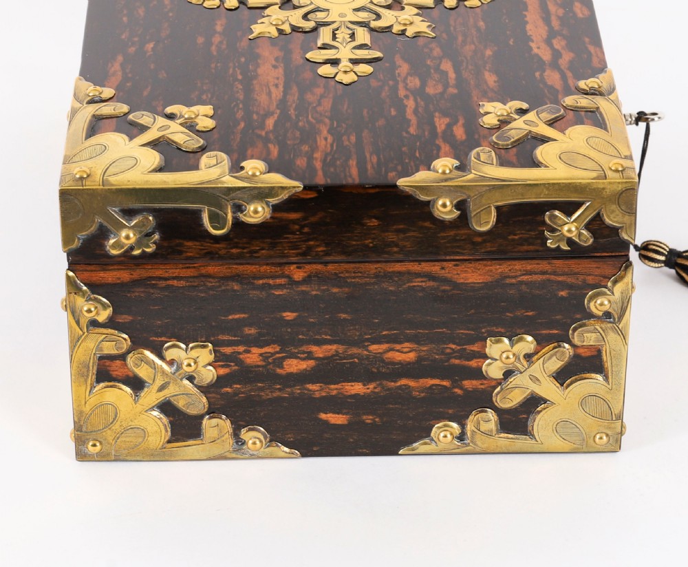 Antique Figured Coromandel Jewellery Casket by Toulmin & Gale 19th Century View X