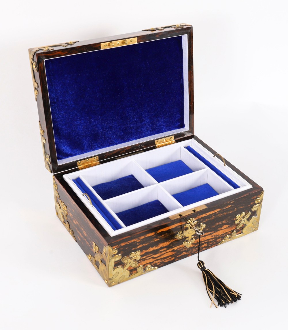 Antique Figured Coromandel Jewellery Casket by Toulmin & Gale 19th Century View XIII