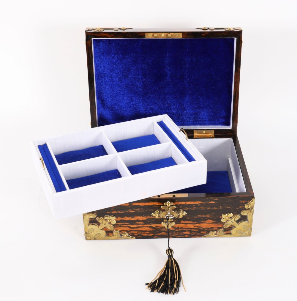 Antique Figured Coromandel Jewellery Casket by Toulmin & Gale 19th Century View XV