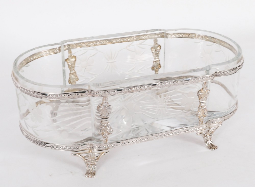 Antique French Louis Revival Silver Plated Cut Crystal Centrepiece Circa 1860