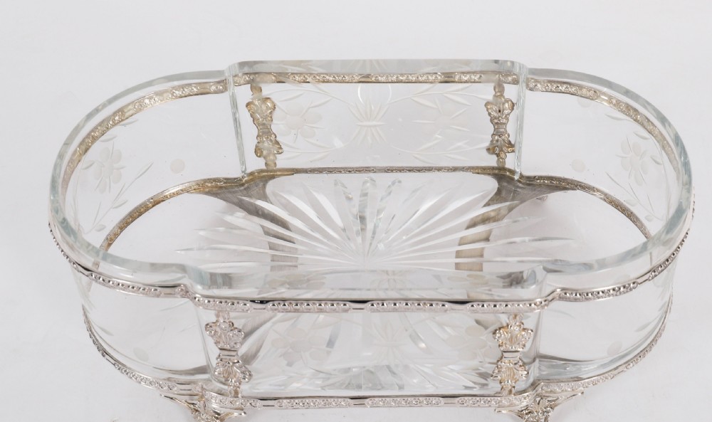 Antique French Louis Revival Silver Plated Cut Crystal Centrepiece Circa 1860 View X