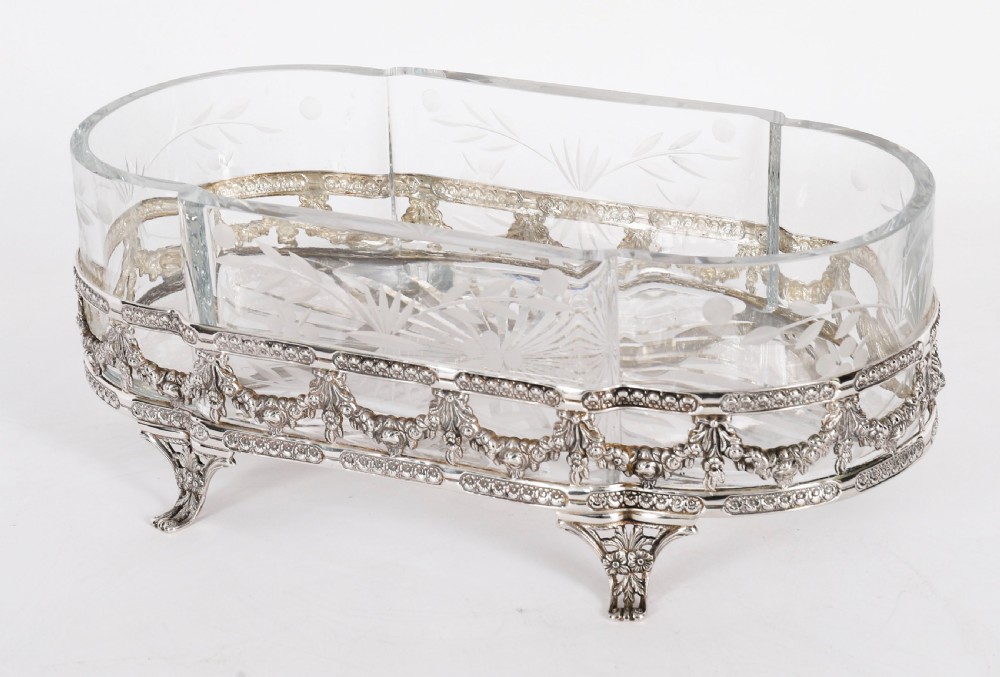 Antique French Silver Plated Louis Revival Cut Crystal Centrepiece c.1860