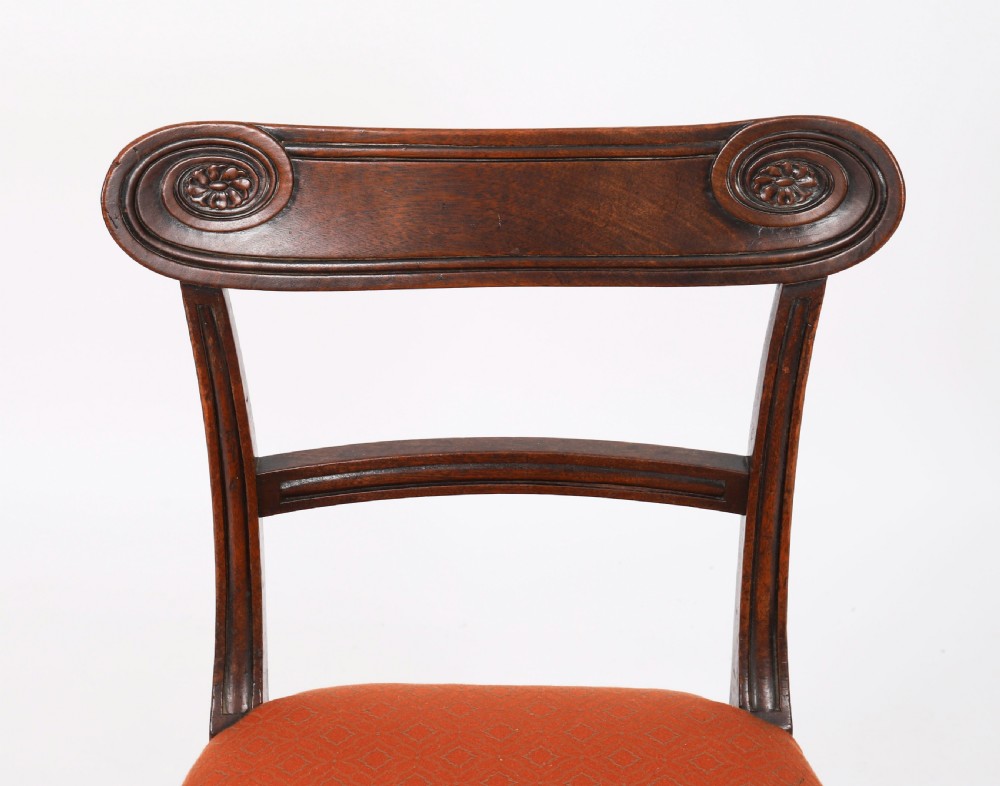 Antique Set Four English Regency Mahogany Dining Chairs Circa 1820 View VII