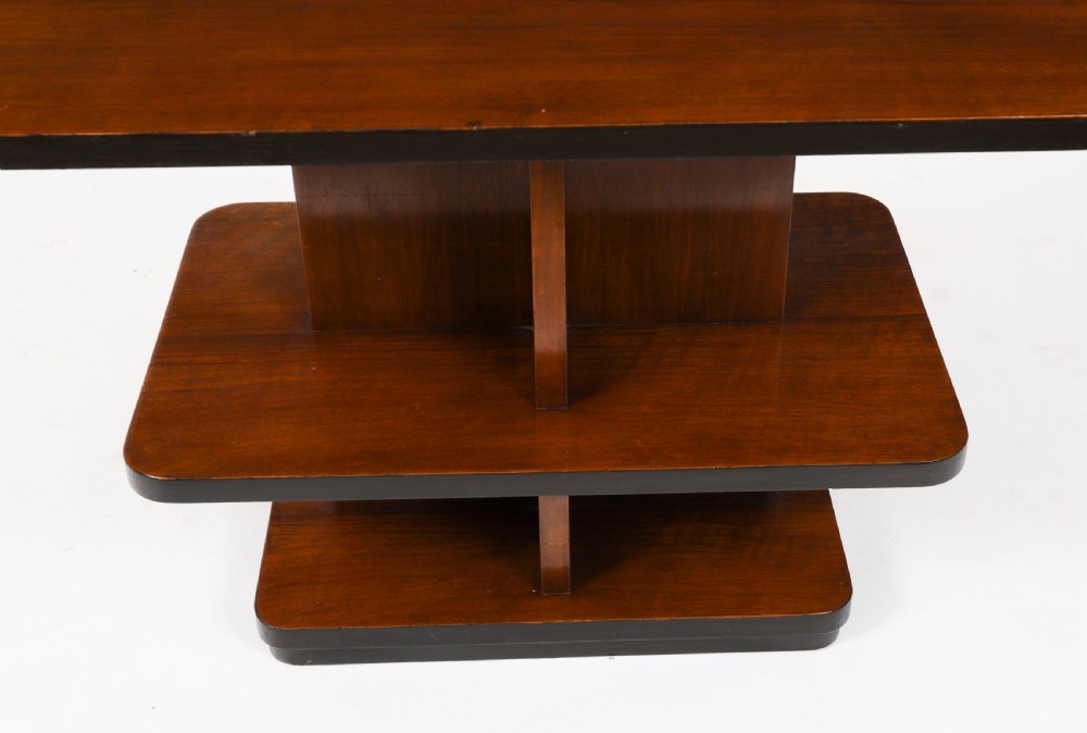 Antique Art Deco Tiered Walnut Coffee Table Circa 1920 View III