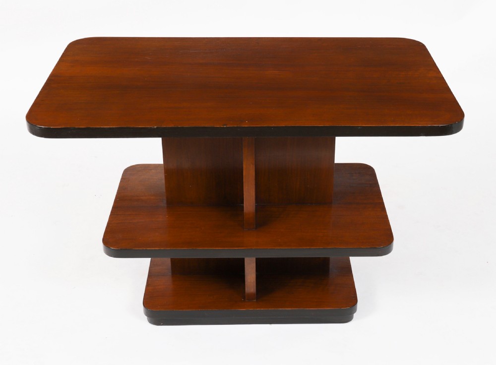 Antique Art Deco Tiered Walnut Coffee Table Circa 1920 View IV