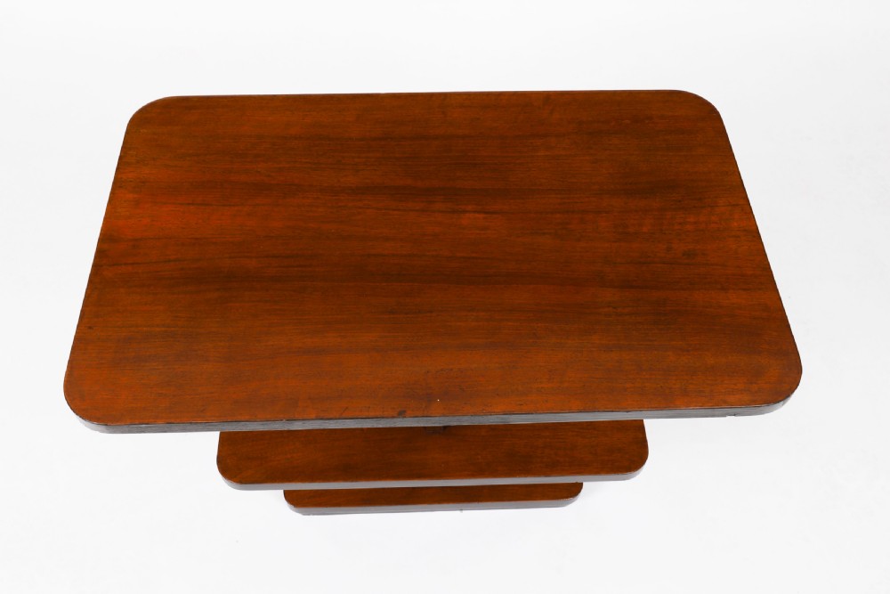 Antique Art Deco Tiered Walnut Coffee Table Circa 1920 View V