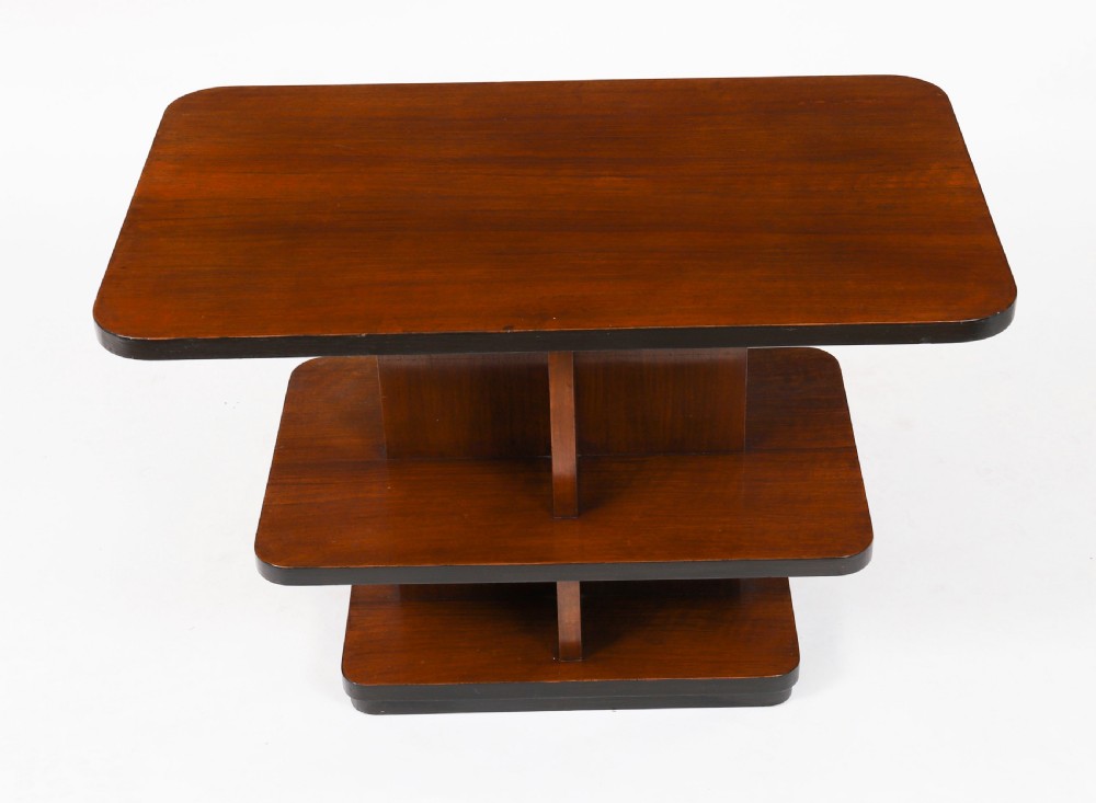 Antique Art Deco Tiered Walnut Coffee Table Circa 1920 View VI