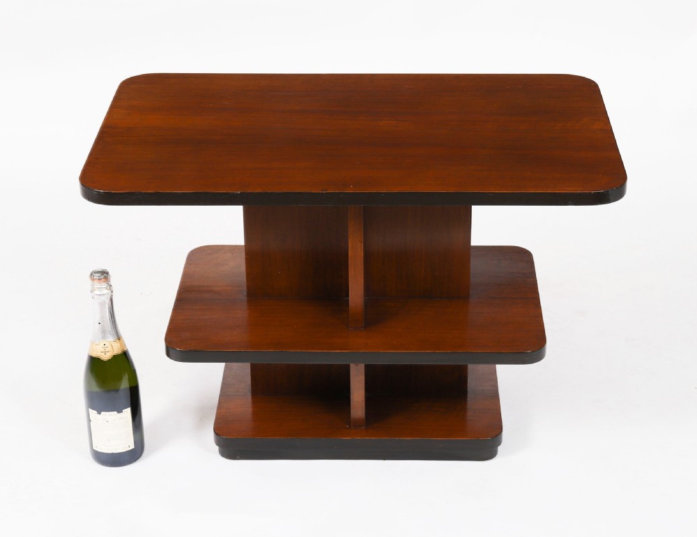 Antique Art Deco Tiered Walnut Coffee Table Circa 1920 View VIII