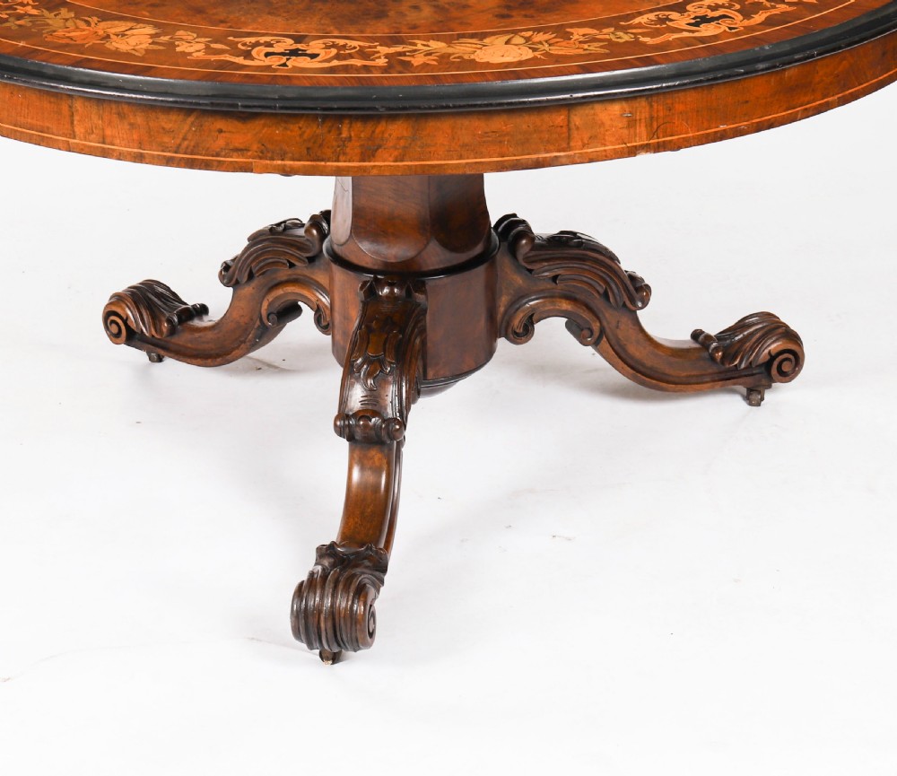 Antique Victorian Burr Walnut & Floral Marquetry Loo Table Circa1860 View XII