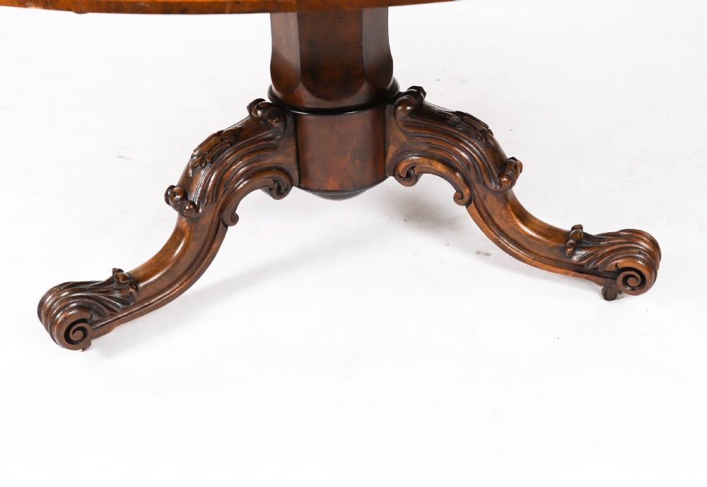 Antique Victorian Burr Walnut & Floral Marquetry Loo Table Circa1860 View XIII