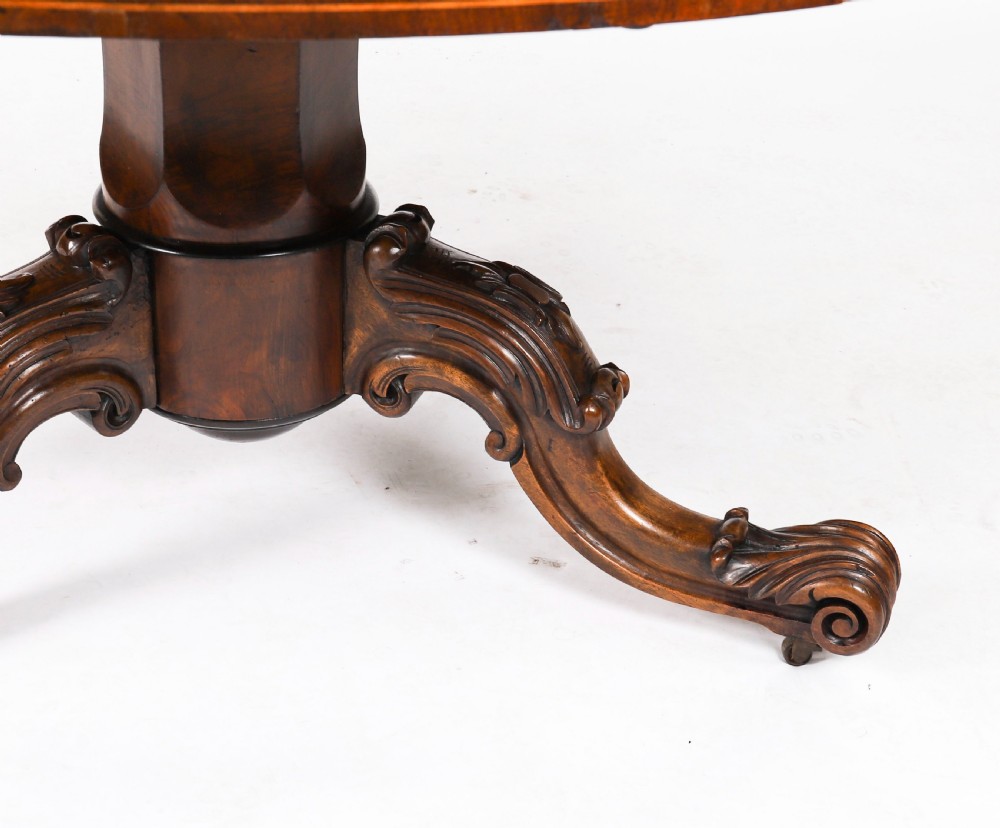 Antique Victorian Burr Walnut & Floral Marquetry Loo Table Circa1860 View XIV