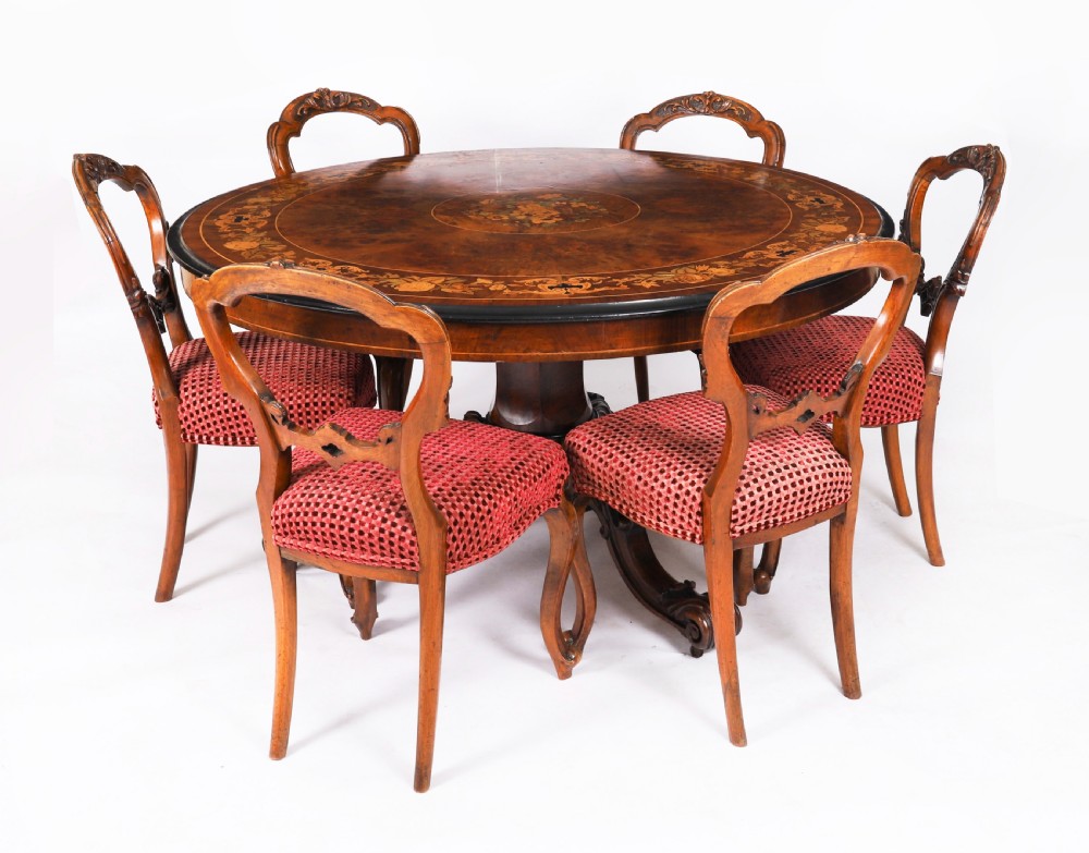Antique Victorian Burr Walnut & Floral Marquetry Loo Table Circa1860 View XV