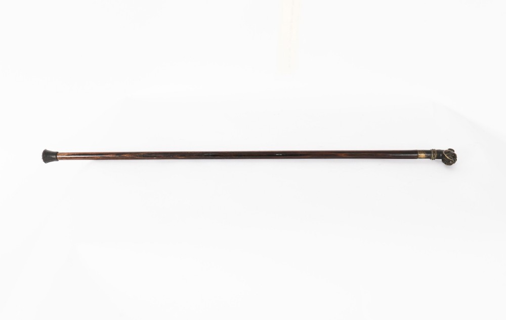 Antique Bulldog Bronze Handled Walking Stick Cane 19thC 92cm 3ft View II
