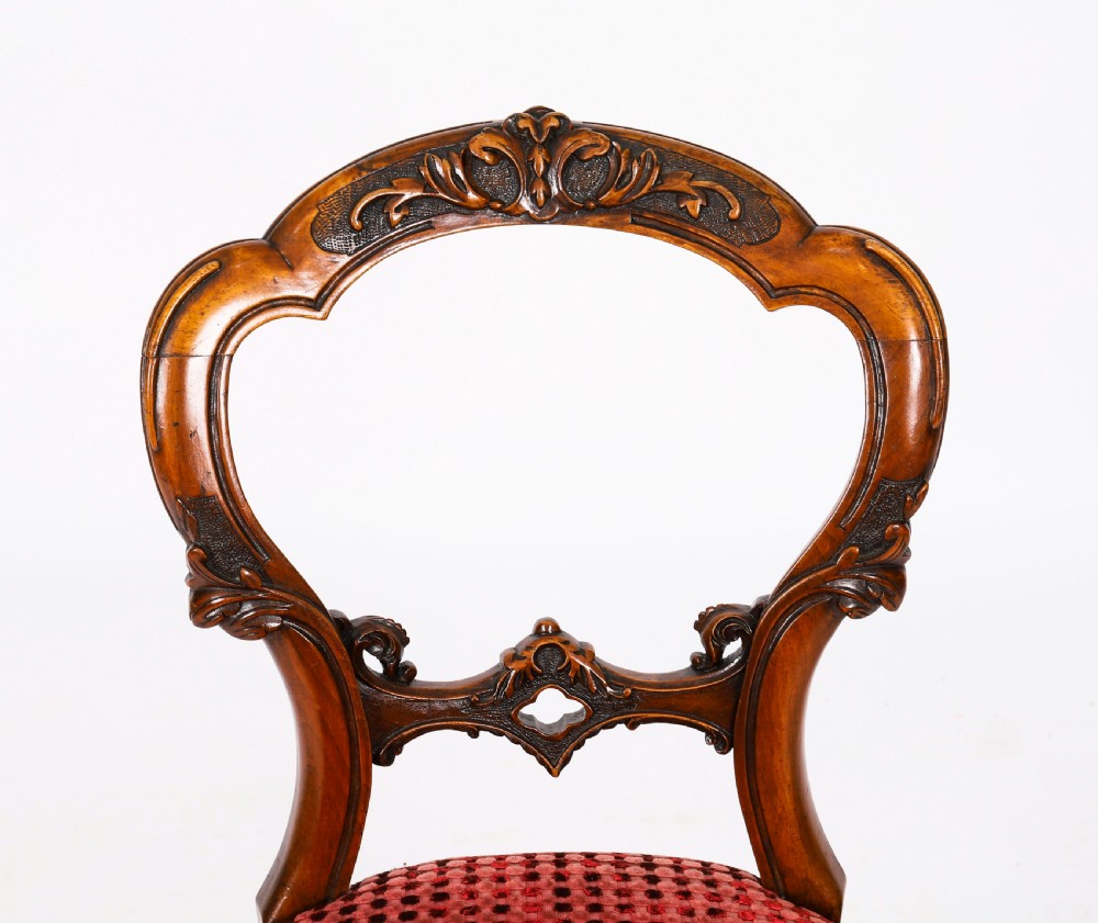 Antique Set of 6 Victorian Walnut Cabriole Dining Chairs 19th C View V