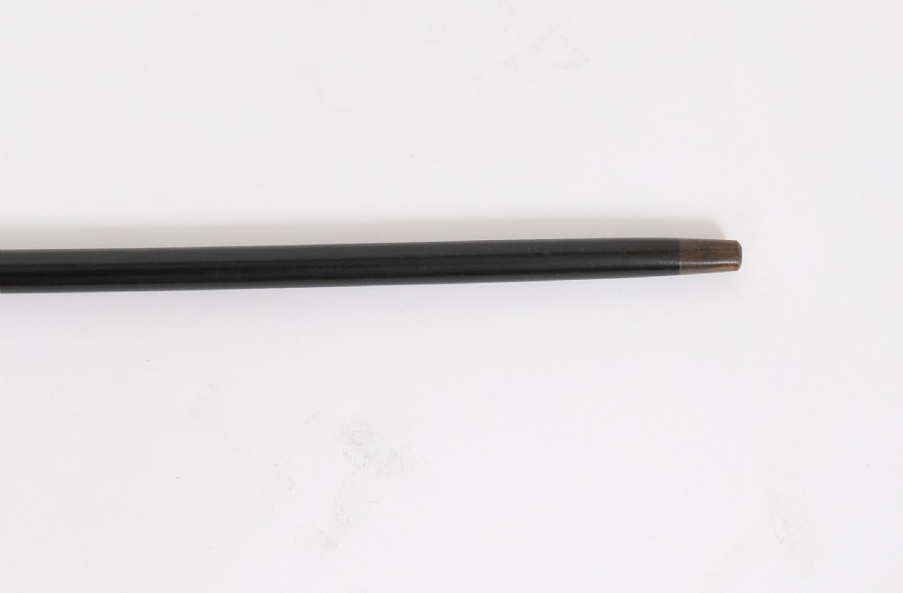 A 19th-century walking cane featuring a curved silver crook handle embossed with cherry blossom motifs attached to a dark wood shaft. View XI
