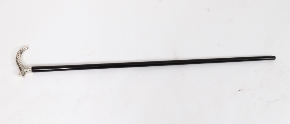 Antique French Art Nouveau Silver Topped Walking Cane Stick C1890 91cm 36inch View II