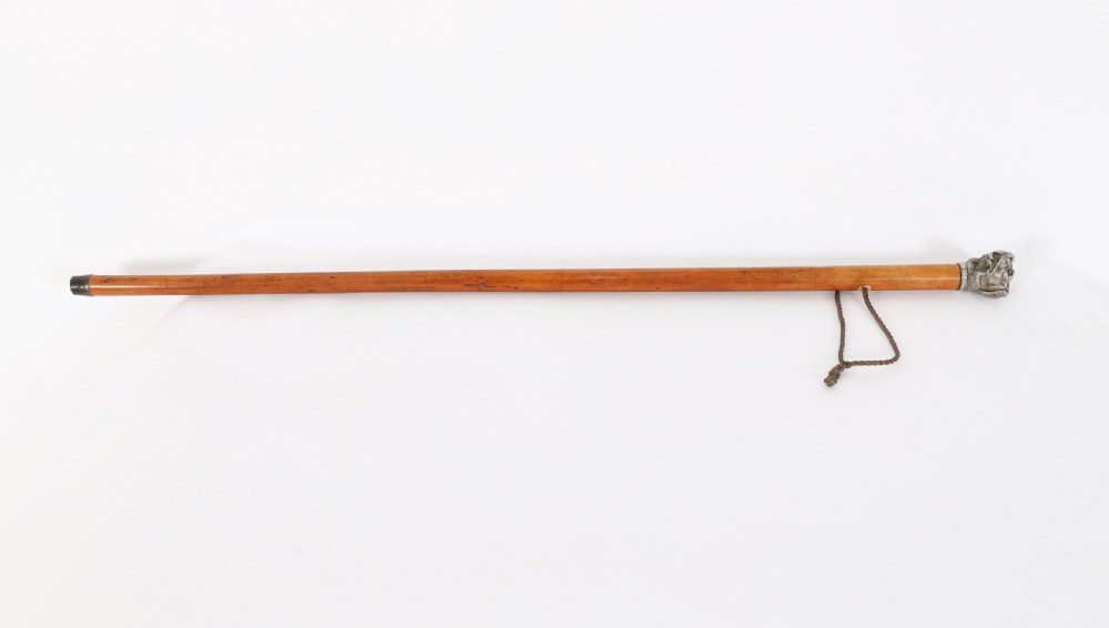 Antique Dogs Head Sliver Plated Handled Walking Stick Cane 19thC 94cm / 37 inch View II