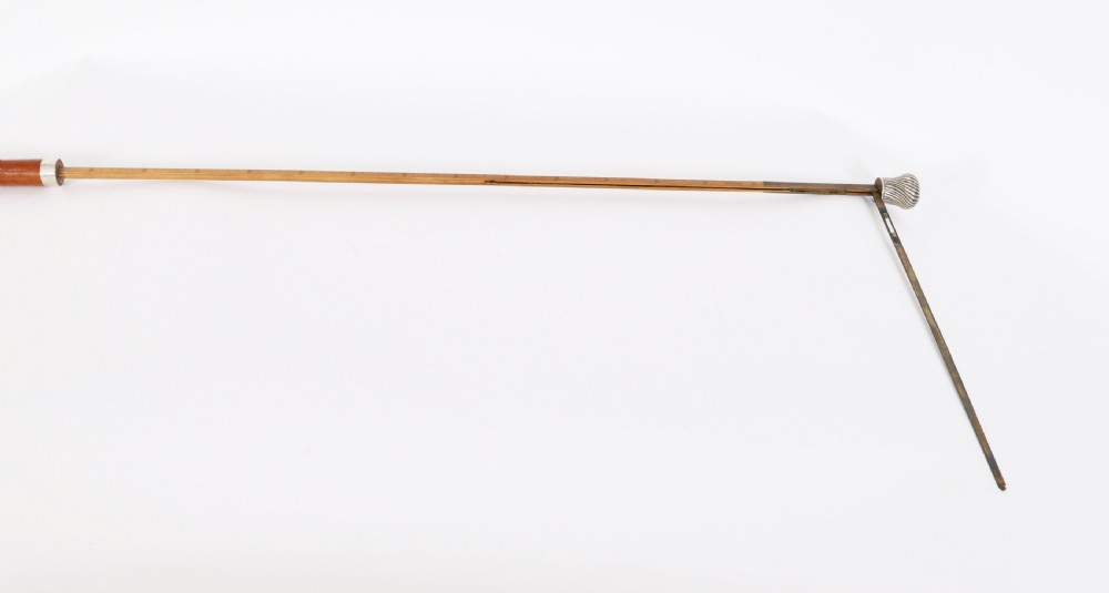 Antique Sterling Silver Internal Horse Measure Walking Cane Stick 19thC 92cm/36