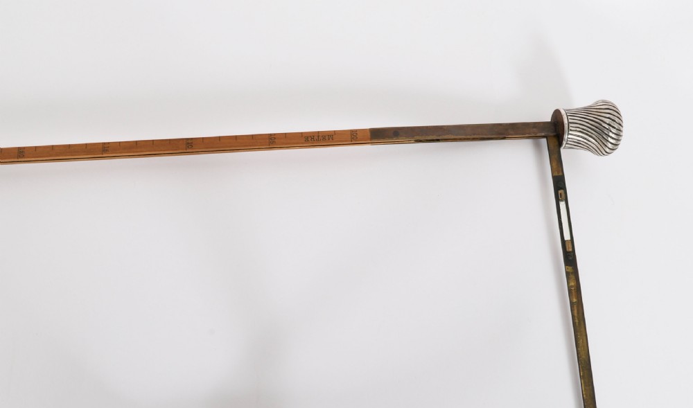 Antique Sterling Silver Internal Horse Measure Walking Cane Stick 19thC 92cm/36