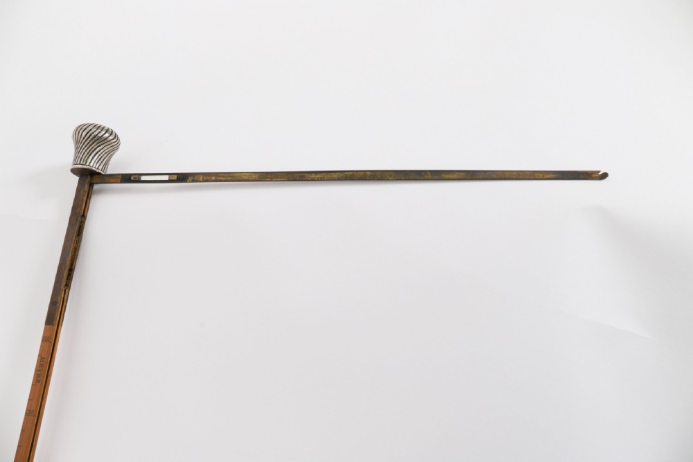 Antique Sterling Silver Internal Horse Measure Walking Cane Stick 19thC 92cm/36