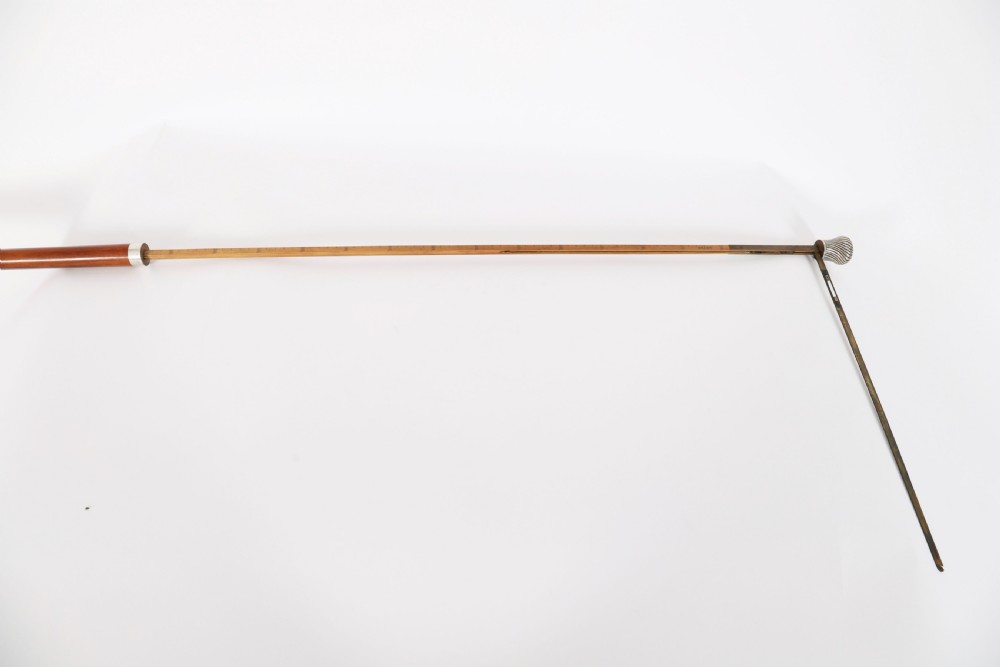 Antique Sterling Silver Internal Horse Measure Walking Cane Stick 19thC 92cm/36