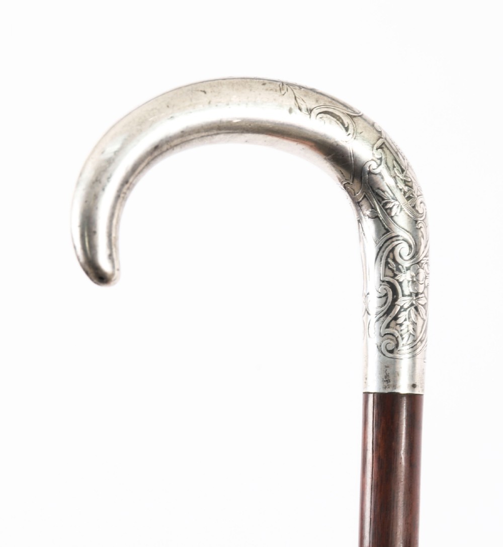 Antique French Silver Walking Cane Stick 19th C 90cm / 35.5 inches