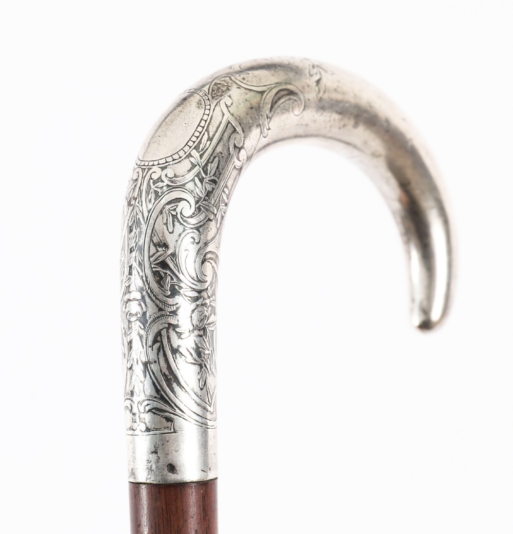 Antique French Silver Walking Cane Stick 19th C 90cm / 35.5 inches View III