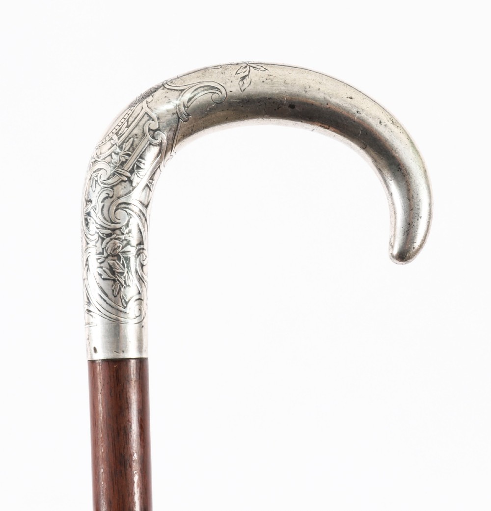 Antique French Silver Walking Cane Stick 19th C 90cm / 35.5 inches View IV