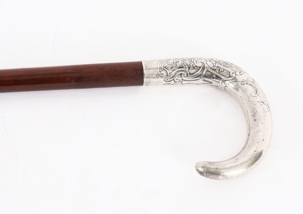 Antique French Silver Walking Cane Stick 19th C 90cm / 35.5 inches View VI