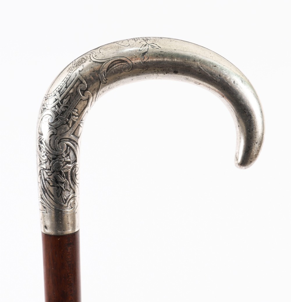 Antique French Silver Walking Cane Stick 19th C 90cm / 35.5 inches View VII