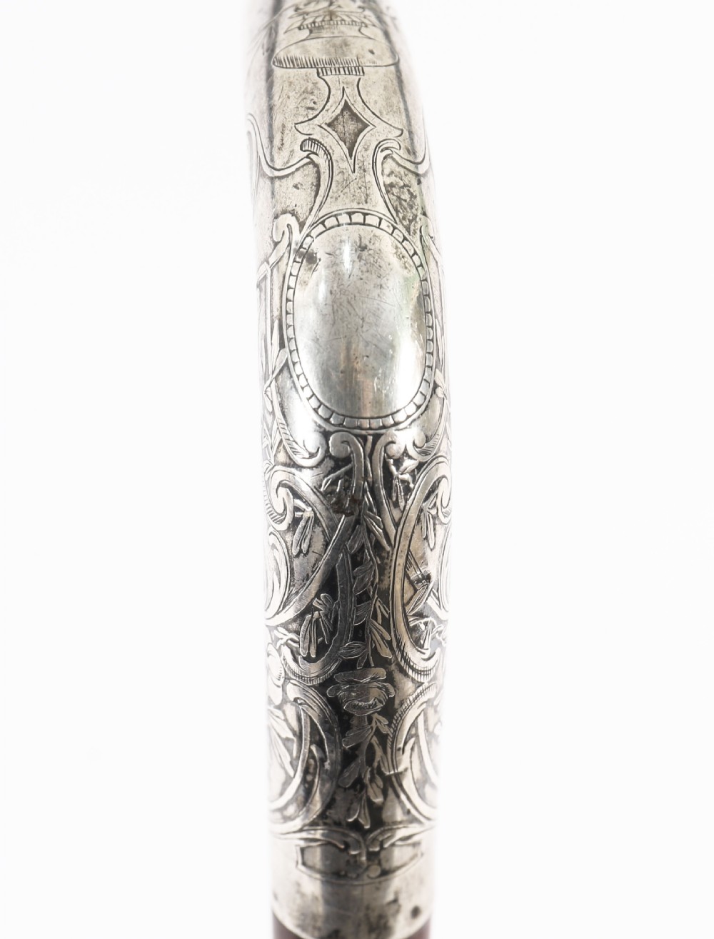 Antique French Silver Walking Cane Stick 19th C 90cm / 35.5 inches View X