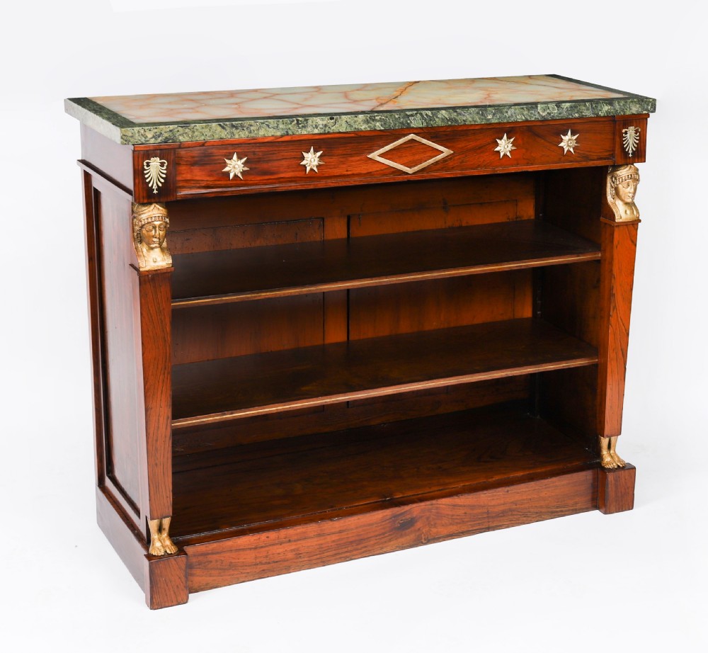 Antique French Empire Marble Top Open Bookcase Mid 19th Century View III