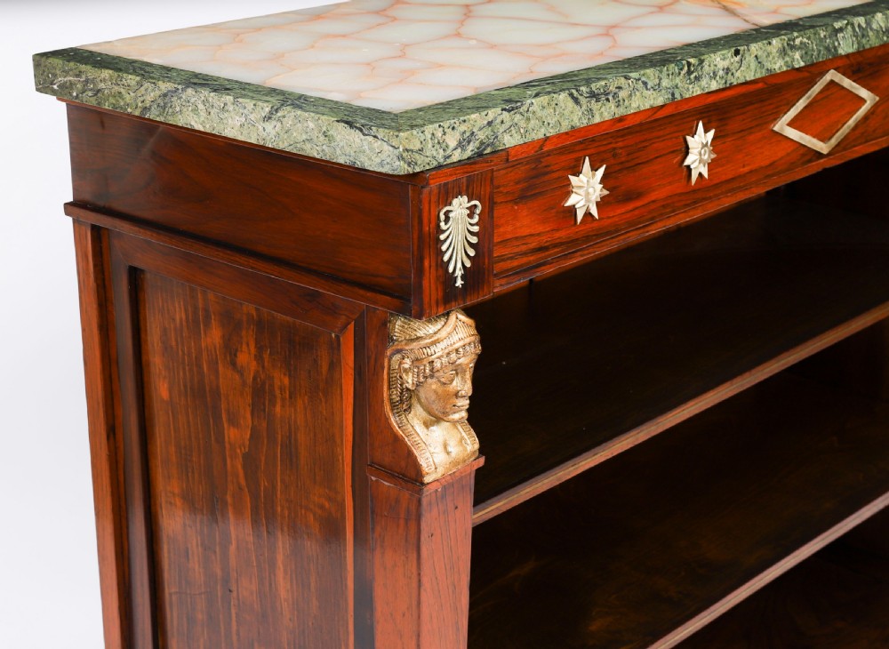 Antique French Empire Marble Top Open Bookcase Mid 19th Century View VIII
