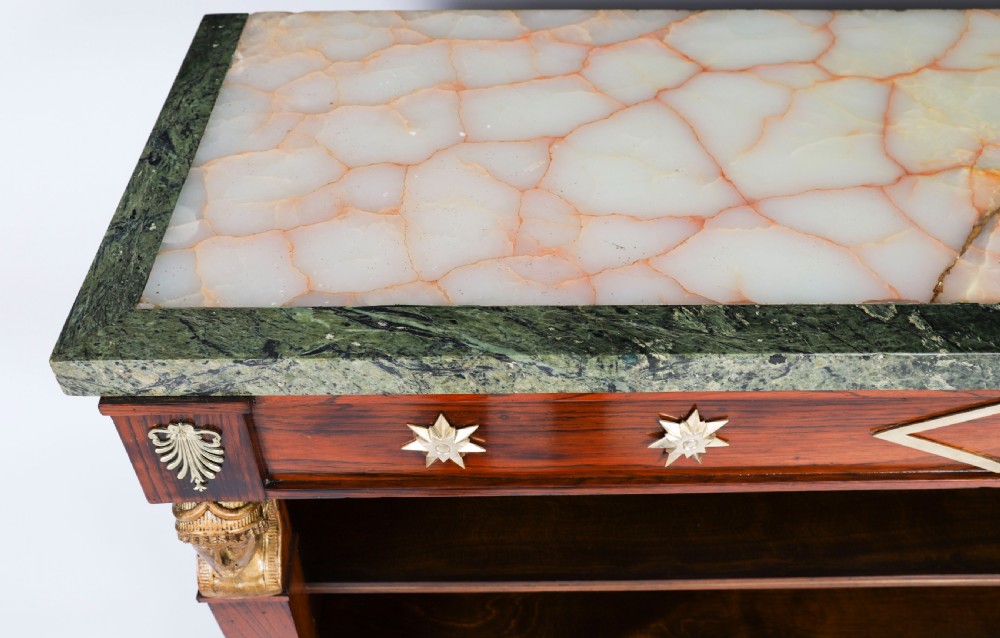 Antique French Empire Marble Top Open Bookcase Mid 19th Century View XIV