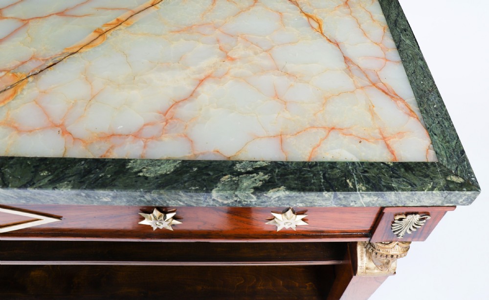 Antique French Empire Marble Top Open Bookcase Mid 19th Century View XV